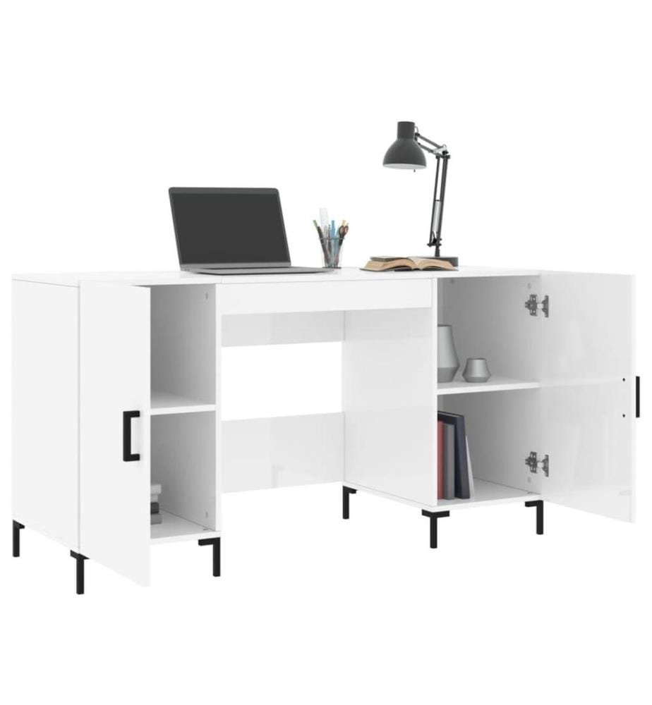 Schreibtisch Hochglanz-Weiss 140x50x75 cm Holzwerkstoff
