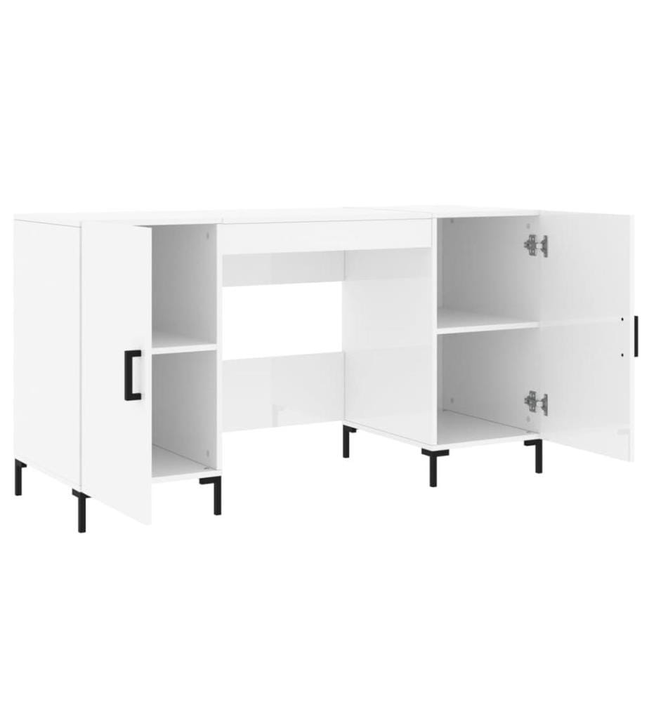 Schreibtisch Hochglanz-Weiss 140x50x75 cm Holzwerkstoff