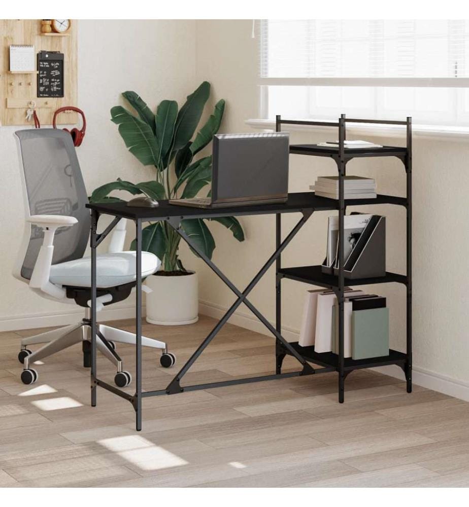 Computertisch mit Regal Schwarz 120x47x109 cm