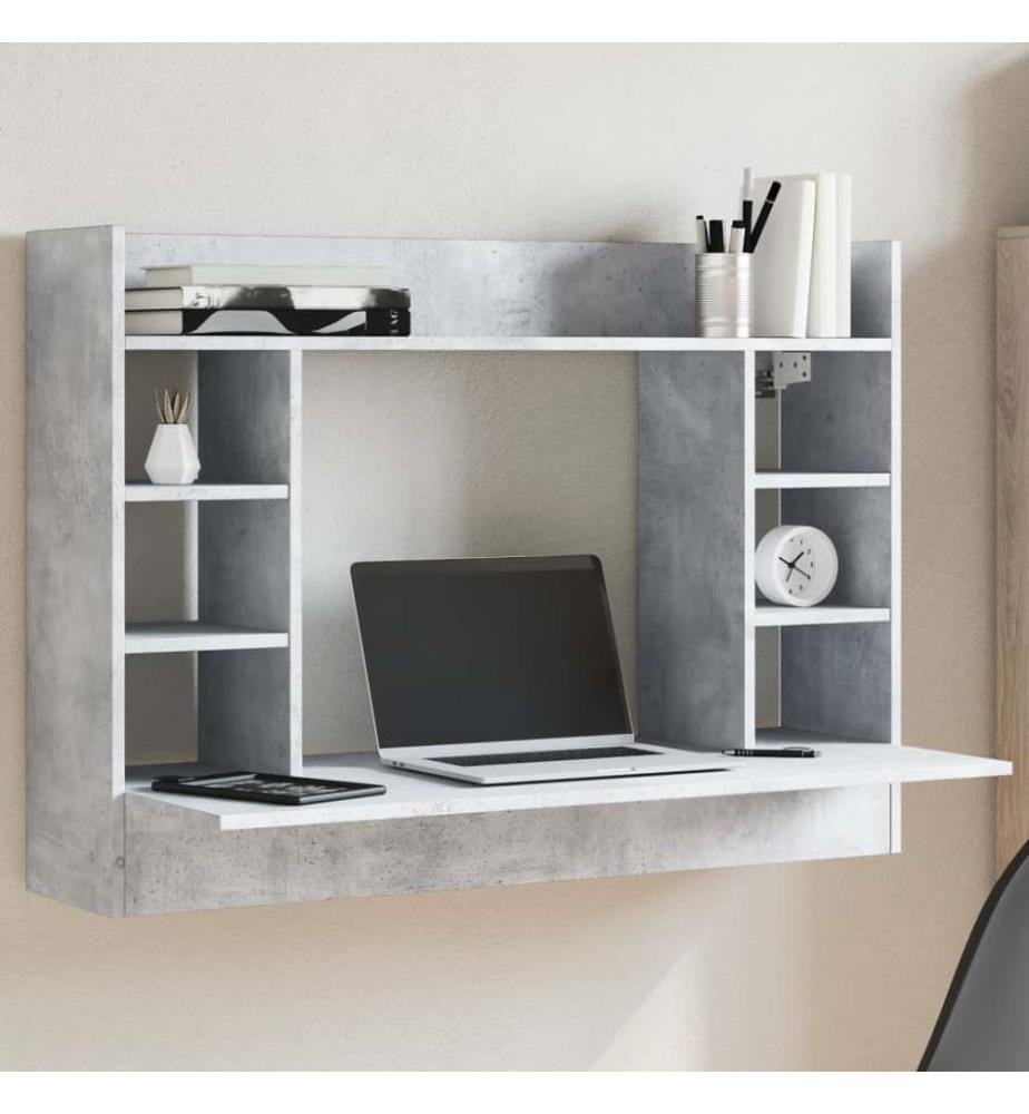 Wand-Schreibtisch Betongrau 105x48x75 cm Holzwerkstoff