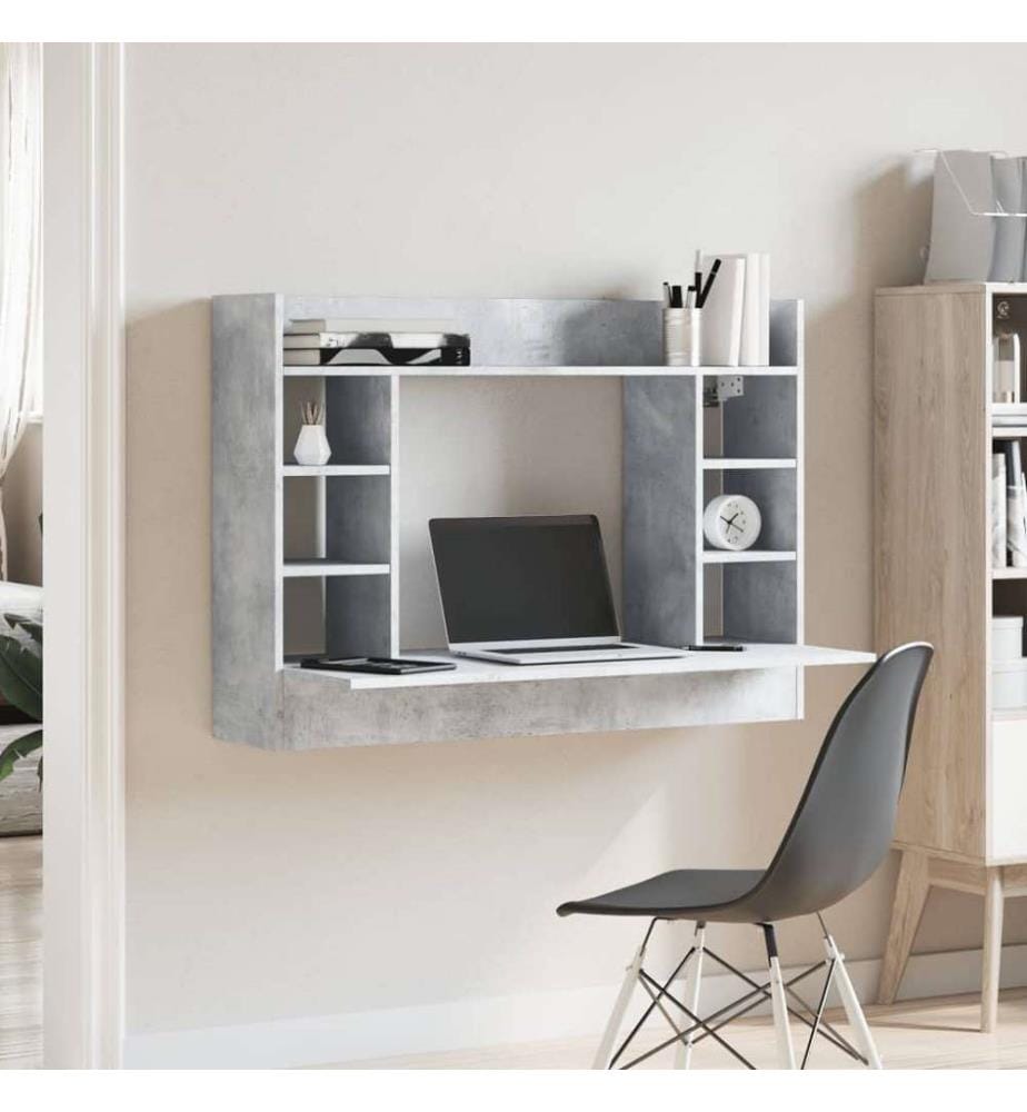 Wand-Schreibtisch Betongrau 105x48x75 cm Holzwerkstoff