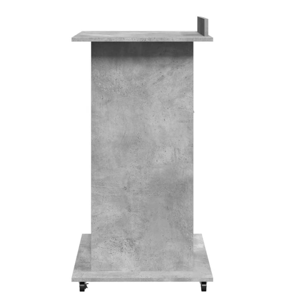Rednerpult mit Rollen & Schublade Betongrau 55x55x107 cm