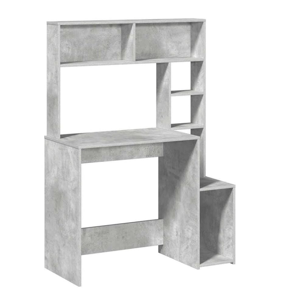 Schreibtisch mit Regal Betongrau 100x45x140 cm Holzwerkstoff