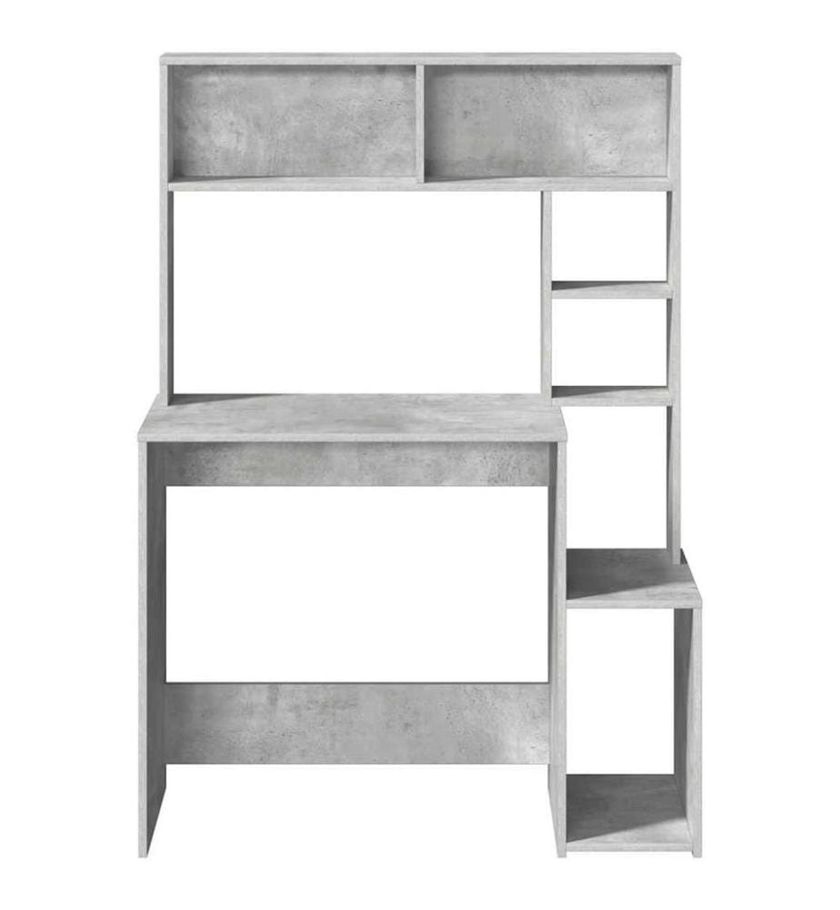 Schreibtisch mit Regal Betongrau 100x45x140 cm Holzwerkstoff