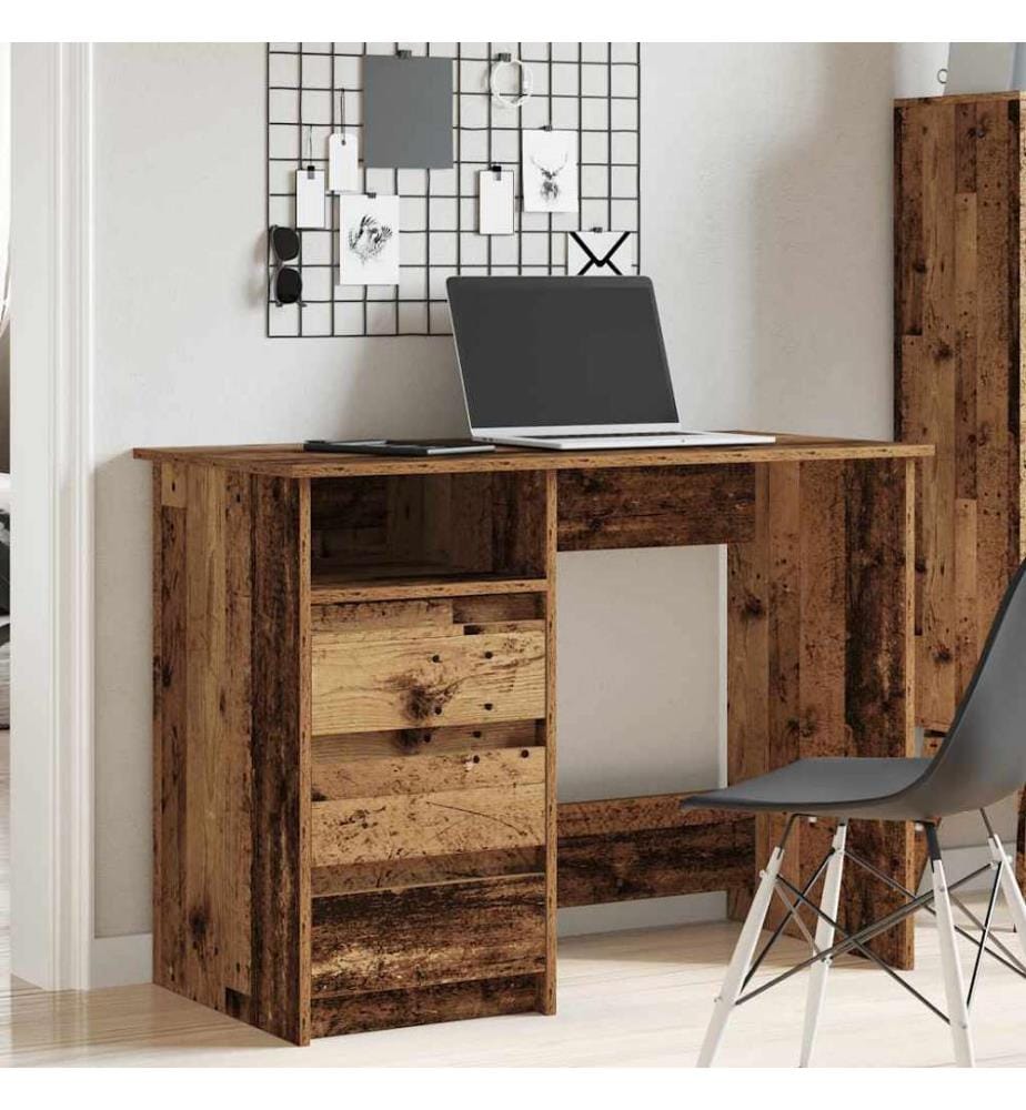Bureau vieux bois 102x50x75 cm bois d'ingénierie