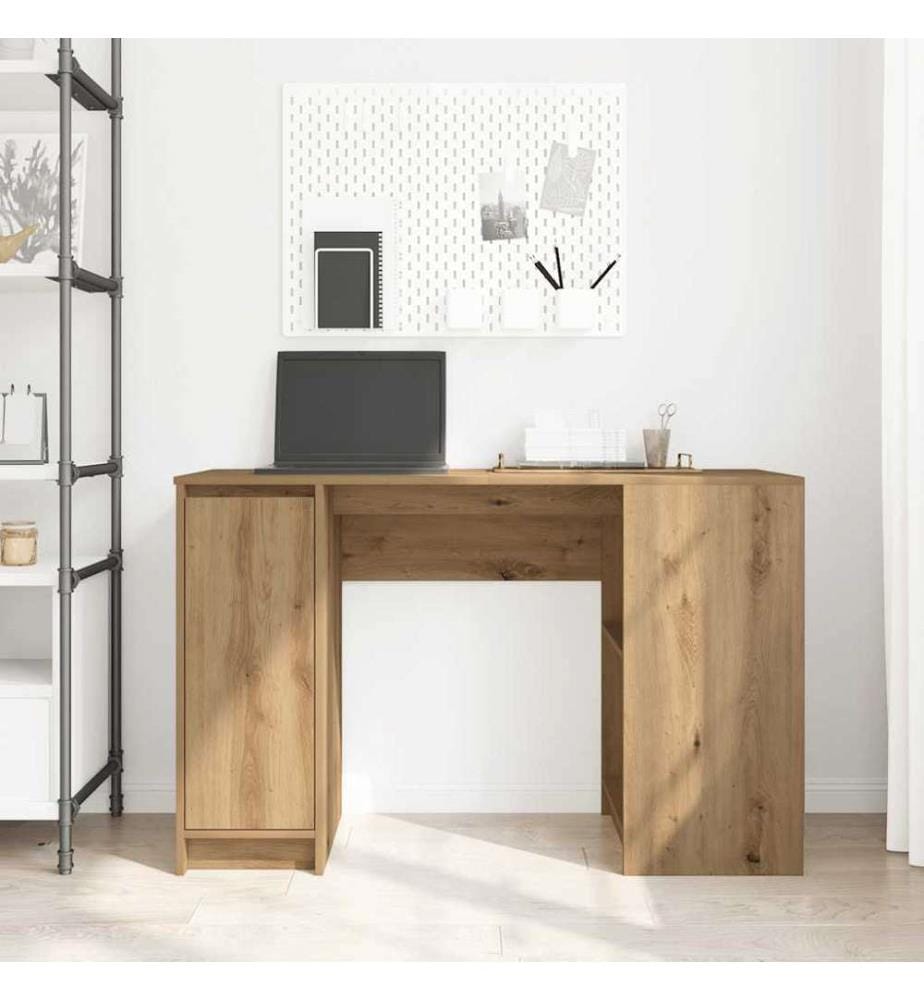 Bureau chêne artisanal 120x42x76 cm bois d'ingénierie
