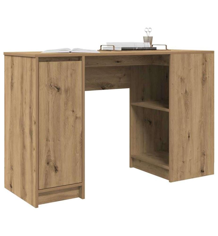 Bureau chêne artisanal 120x42x76 cm bois d'ingénierie