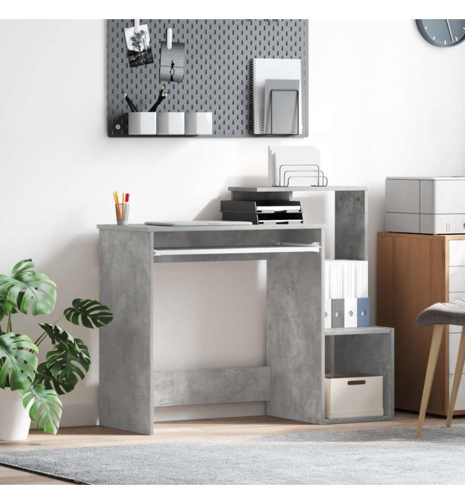 Bureau gris Effet béton Panneau de particules Moyen Rangement