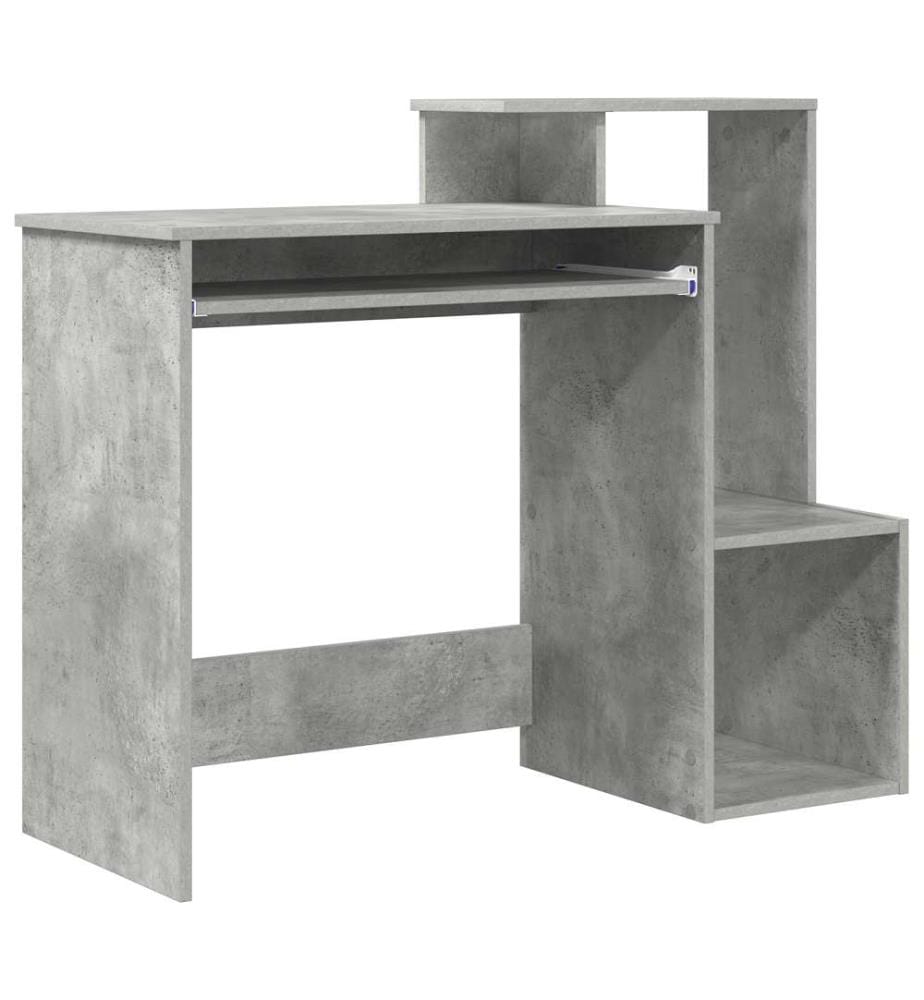 Bureau gris Effet béton Panneau de particules Moyen Rangement