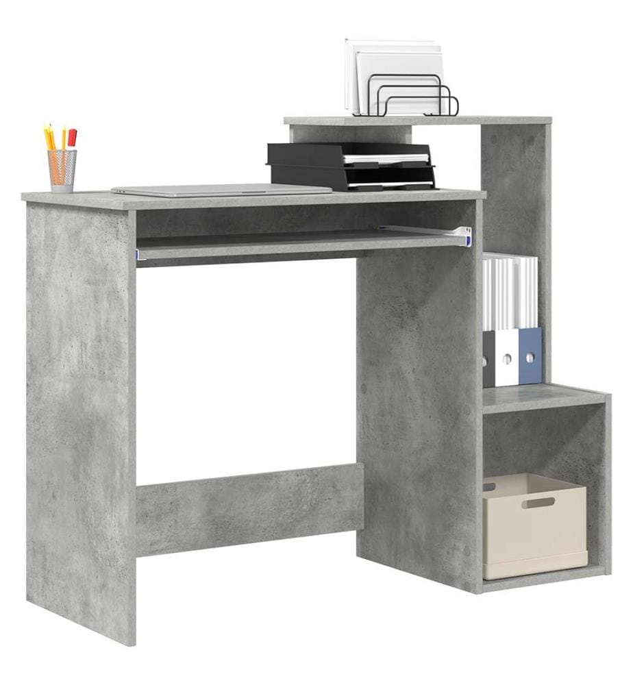 Bureau gris Effet béton Panneau de particules Moyen Rangement
