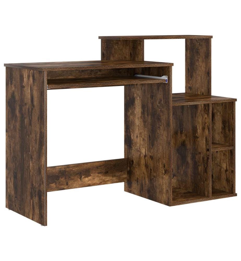 Schreibtisch mit Stauraum rauchige Eiche 120.5x44x88.5 cm Holzwerkstoff