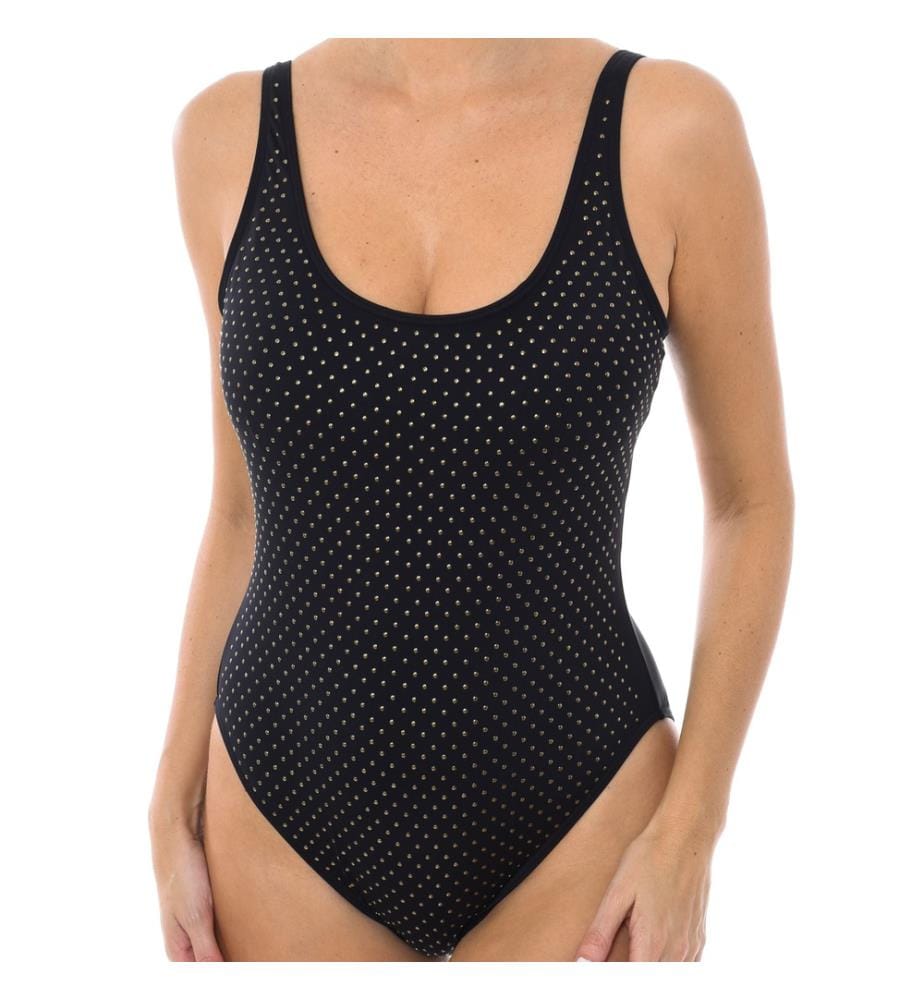 Classic 1-piece swimsuit with studs - Black