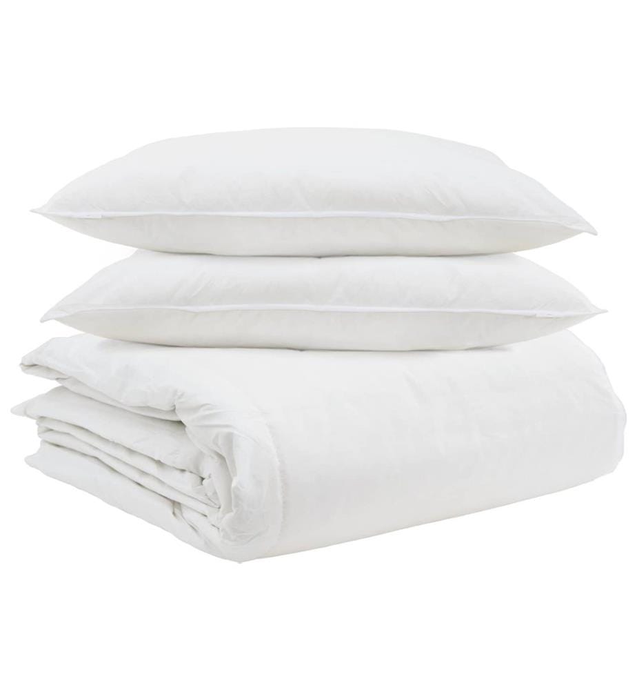 Bettdecken Set mit Kissen 3 pcs Weiss Daunenfeder