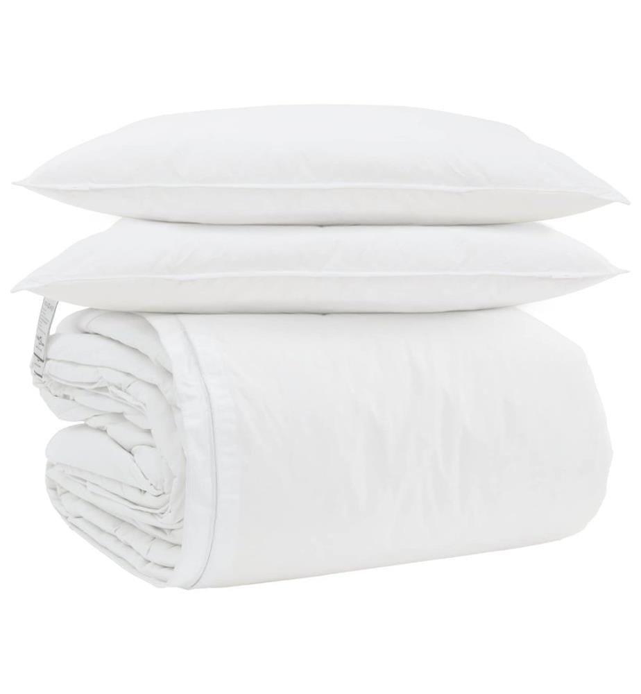 Bettdecken Set mit Kissen 3 pcs Weiss Mikrofaser und Baumwolle