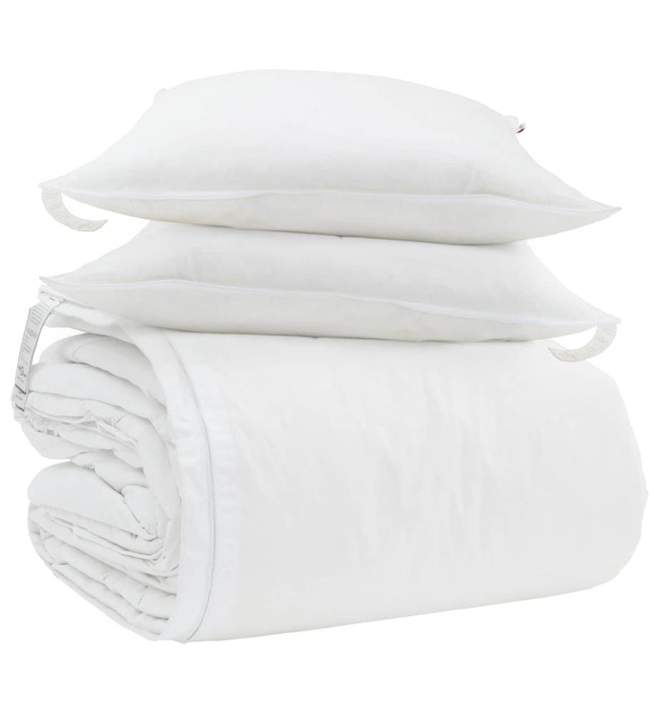 Bettdecken Set mit Kissen 3 pcs Weiss Mikrofaser und Baumwolle