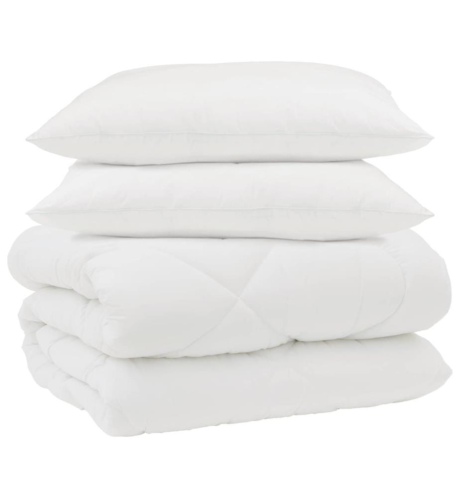Duvet d'hiver avec oreiller 3 pcs Blanc Microfibre