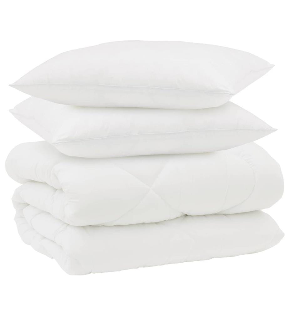 Duvet d'hiver avec oreiller 3 pcs Blanc Microfibre