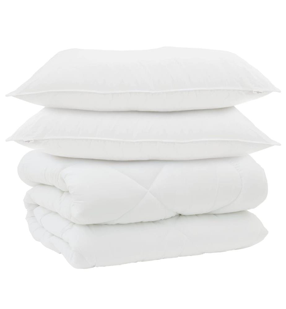 Winterbettdecke mit Kissen 3 pcs Weiss Mikrofaser