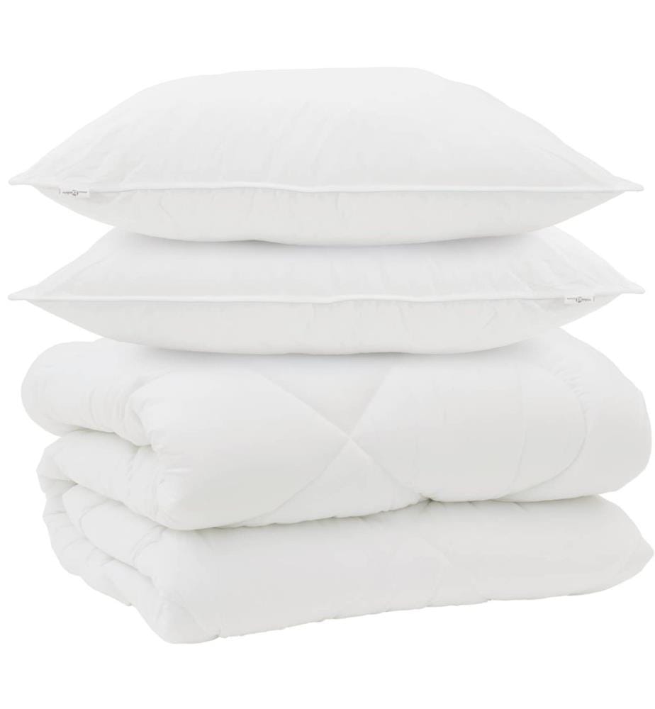 Winterbettdecke mit Kissen 3 pcs Weiss Mikrofaser