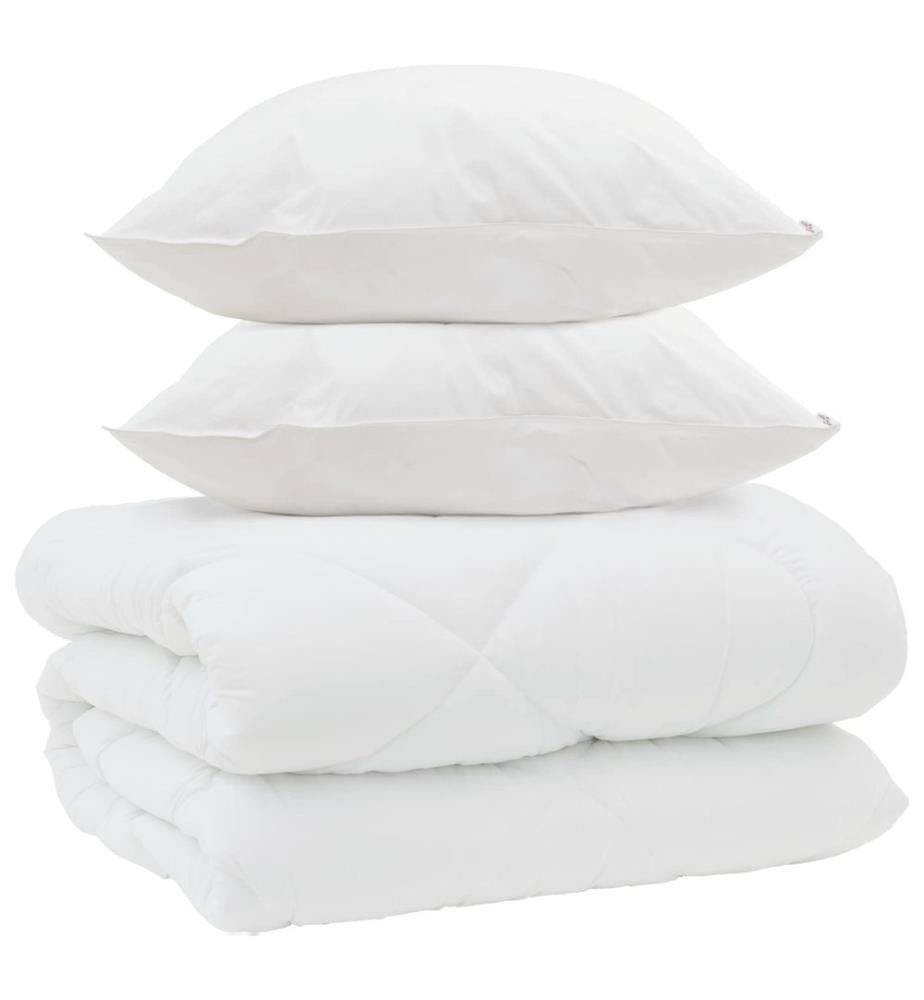 Winterbettdecke mit Kissen 3 pcs Weiss Mikrofaser