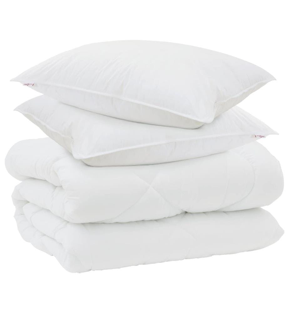 Winterbettdecke mit Kissen 3 pcs Weiss Mikrofaser