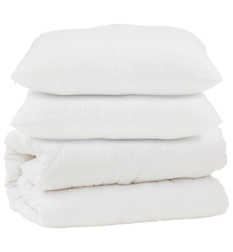 Bettdecke mit Kissen 3 pcs Weiss Mikrofaser