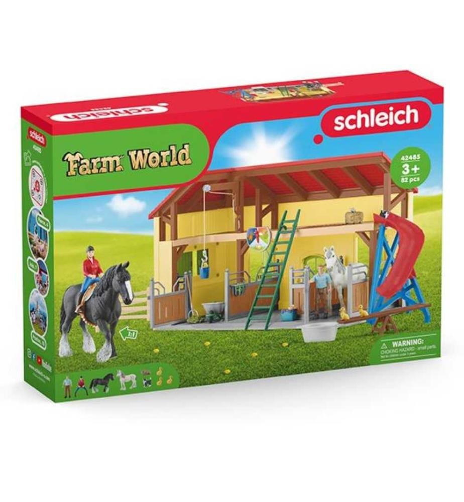 42485 - Pferdestall, Komplettes Spielset mit, Figuren&Zubehör, 49x10.5x34.5;