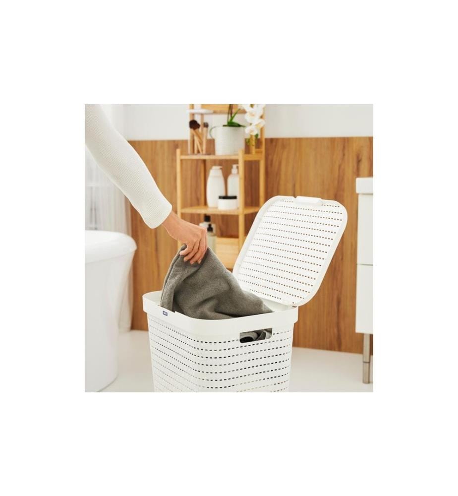ROTHO - Corbeille à lessive Country 55 l, Blanc