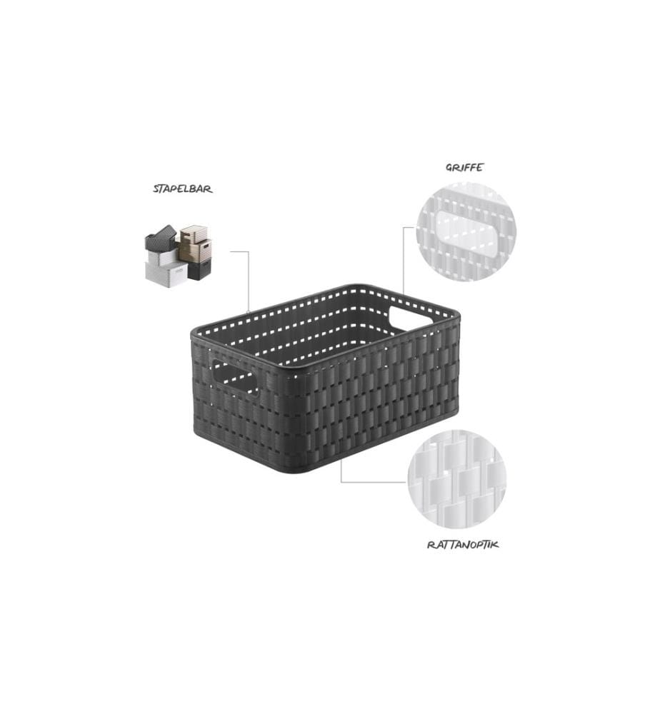 ROTHO - Aufbewahrungskorb Country 23.7 x 15.8 x 10.8 cm, Anthrazit