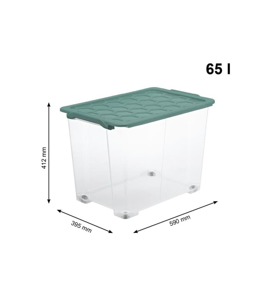 ROTHO - Boîte de rangement Evo Safe 65 l, Vert/Transparent