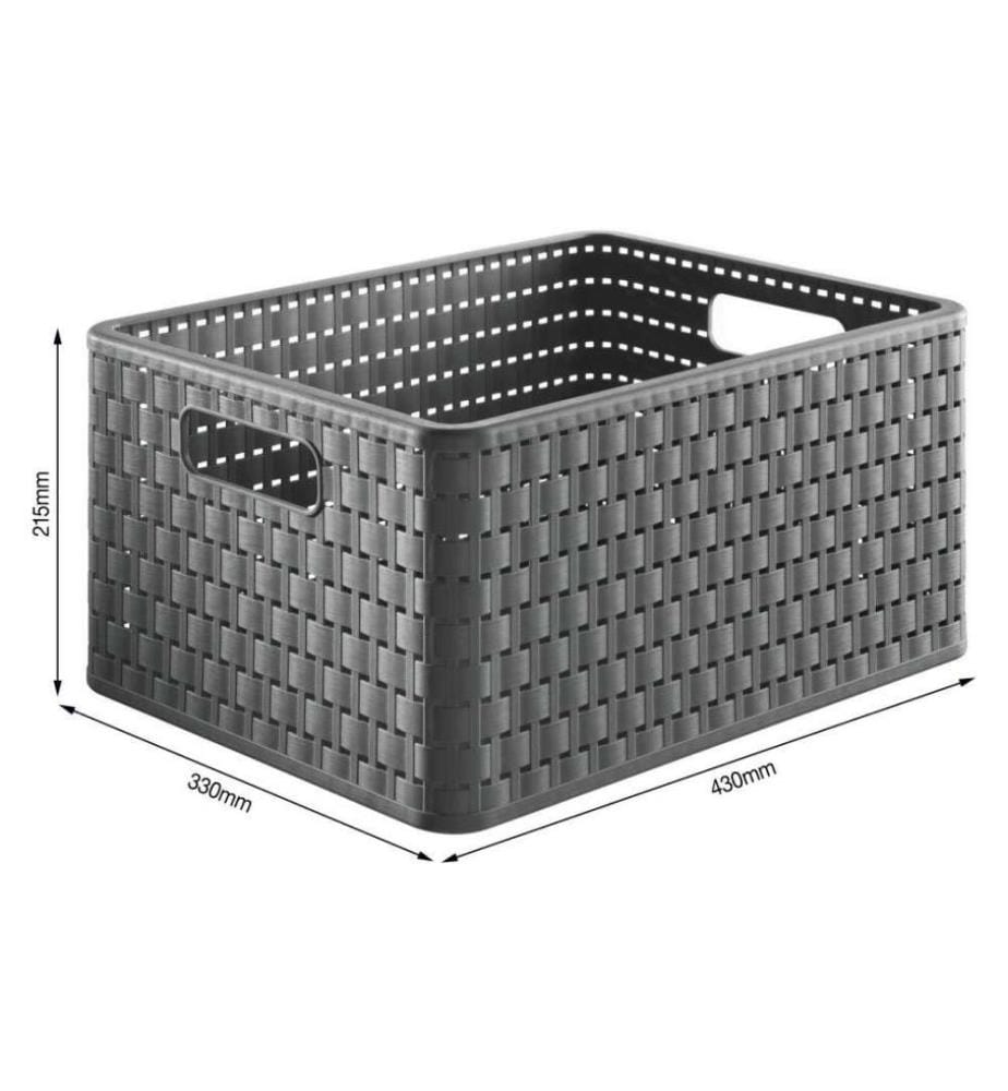 ROTHO - Aufbewahrungskorb Country 36,8 x 27,8 x 19,1 cm, Anthrazit