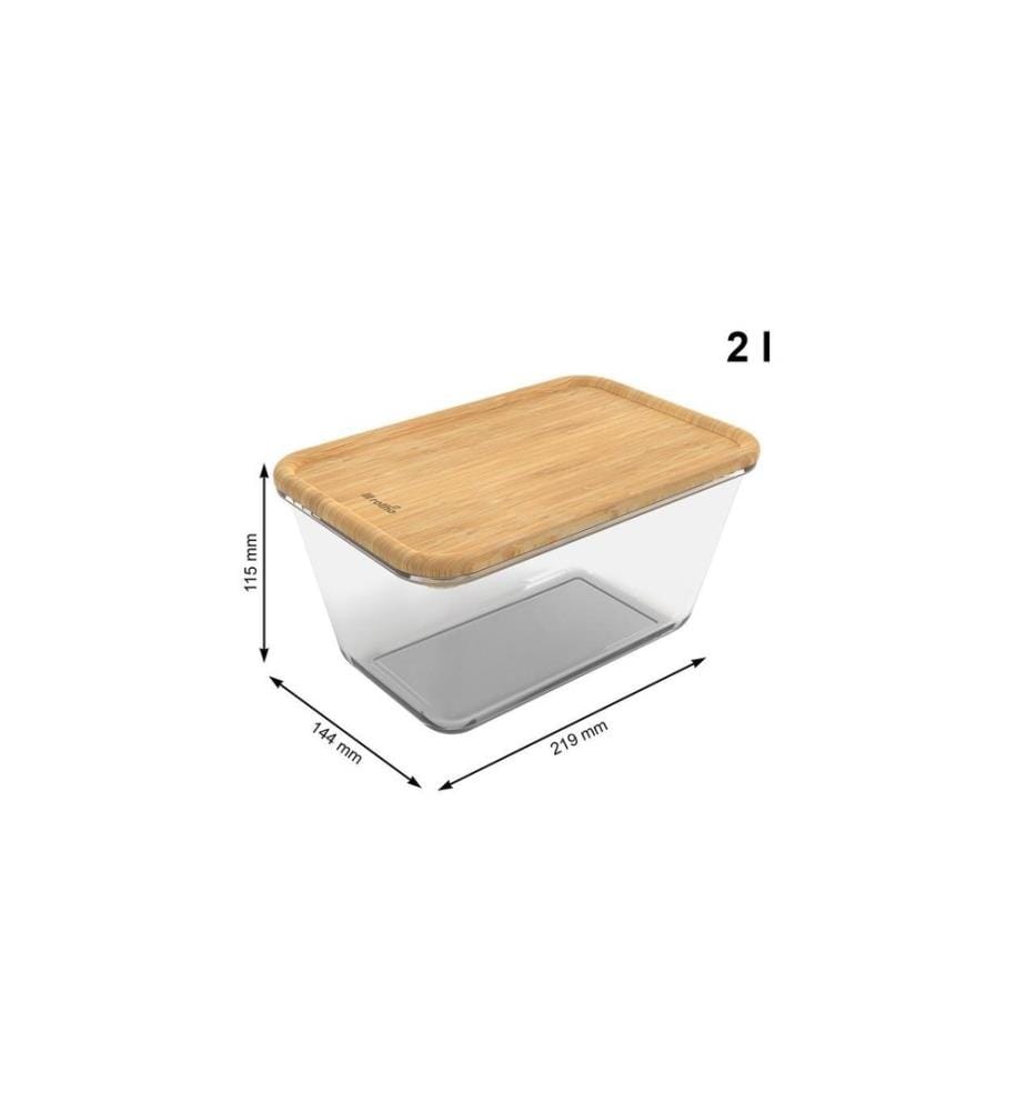 ROTHO - Glasdose mit Bambusdeckel NALA 2 l, Transparent