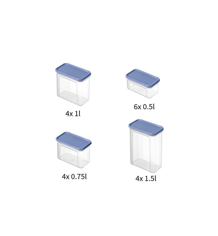 ROTHO - Set Premium boîtes 18 pcs. Domino 16 l, Transparent