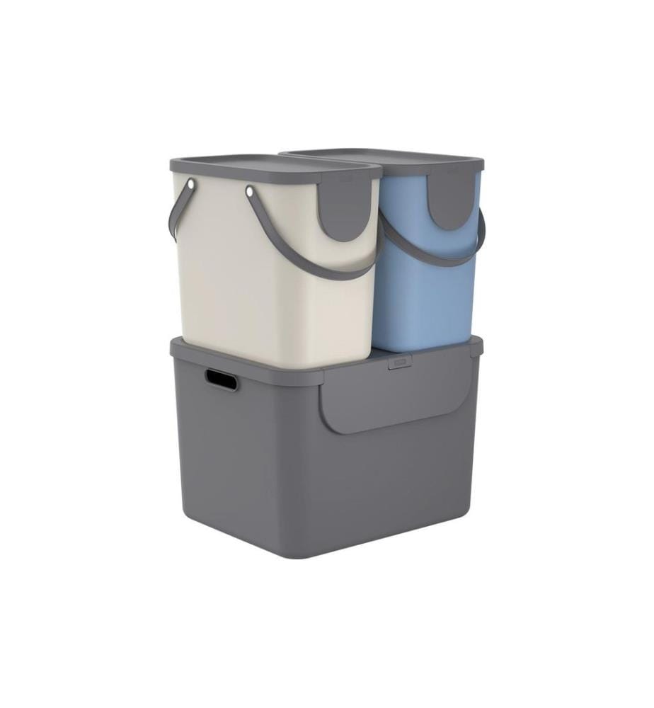 ROTHO - Recyclingbehälter ALBULA 3 tlg. 105 l, Blau/Anthrazit