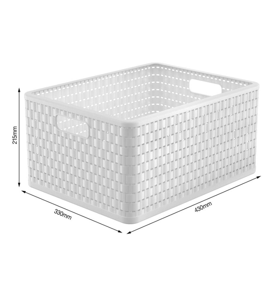 ROTHO - Panier de rangement Country 43 x 33 x 21,5 cm, Blanc