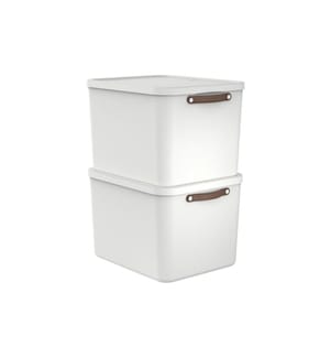 Rotho Boîte de rangement MALOJA 55 l, Blanc, 2 pièces