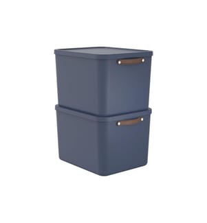 Rotho Boîte de rangement MALOJA 55 l, Bleu, 2 pièces