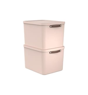 Boîte de rangement Rotho MALOJA 55 l, Rose, 2 pièces