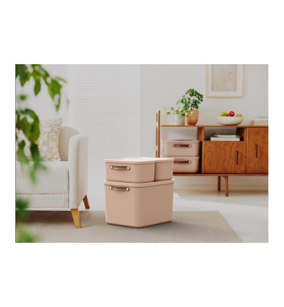 Boîte de rangement Rotho MALOJA 55 l, Rose, 2 pièces