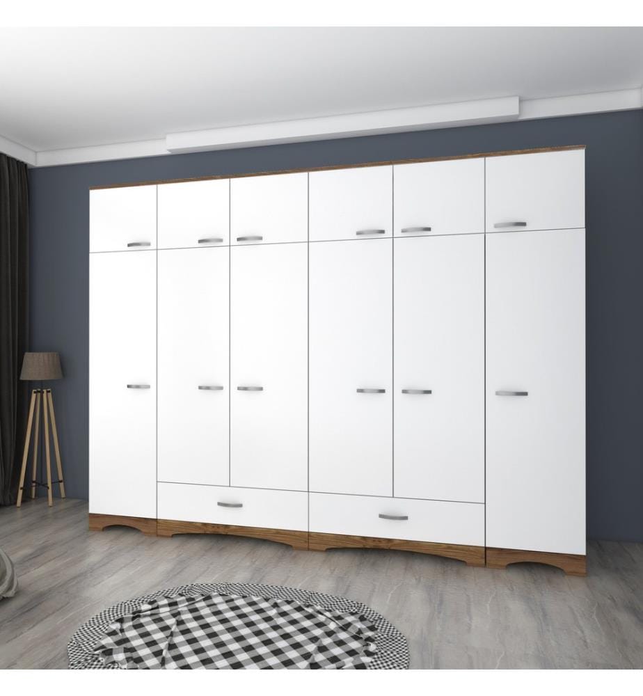 Kleiderschrank - Walnuss Weiss