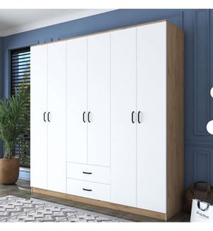 Kleiderschrank - Walnuss Weiss