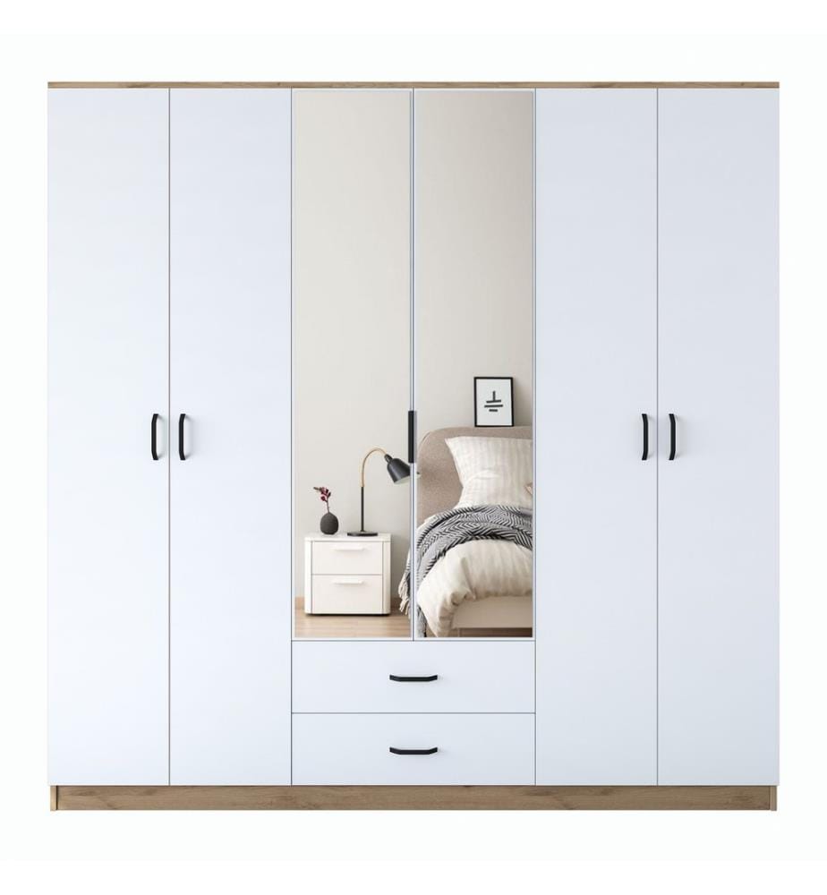 Kleiderschrank - Walnuss Weiss