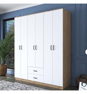 Kleiderschrank - Walnuss Weiss