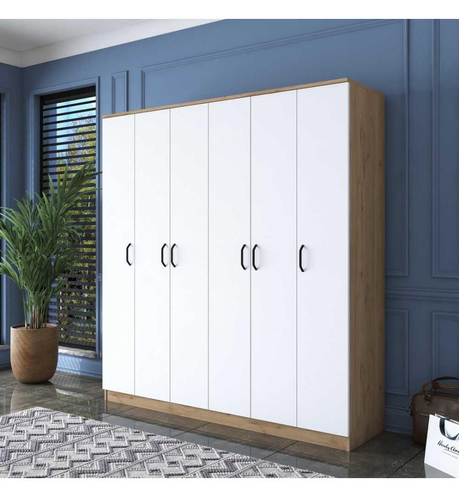 Kleiderschrank - Walnuss Weiss