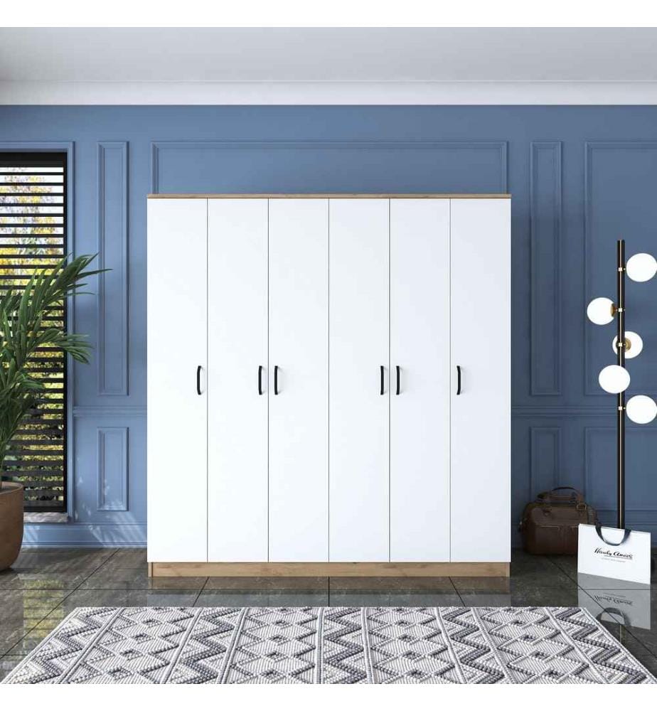 Kleiderschrank - Walnuss Weiss
