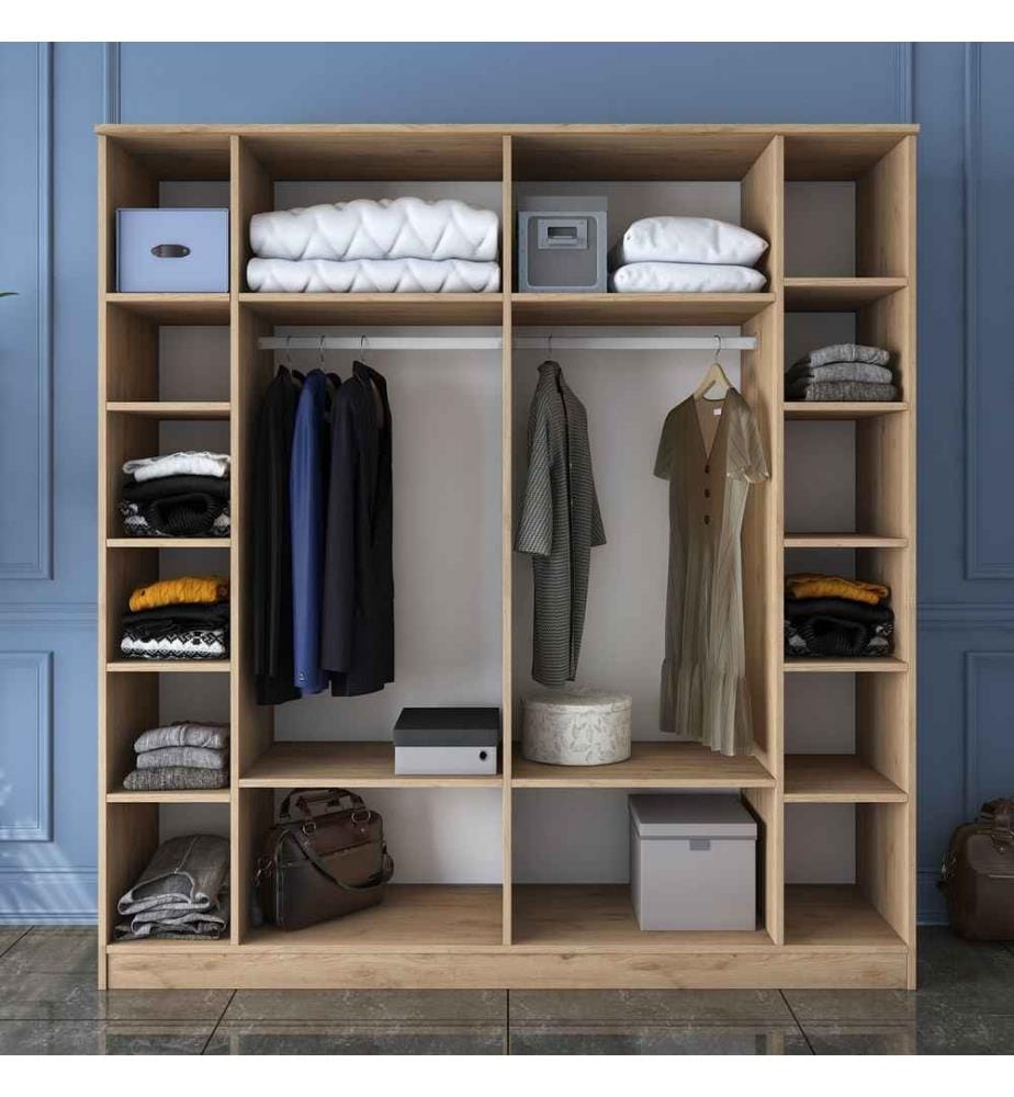 Kleiderschrank - Walnuss Weiss
