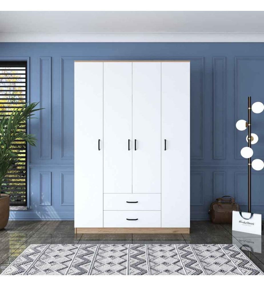 Kleiderschrank - Walnuss Weiss