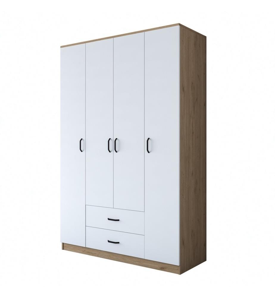 Kleiderschrank - Walnuss Weiss