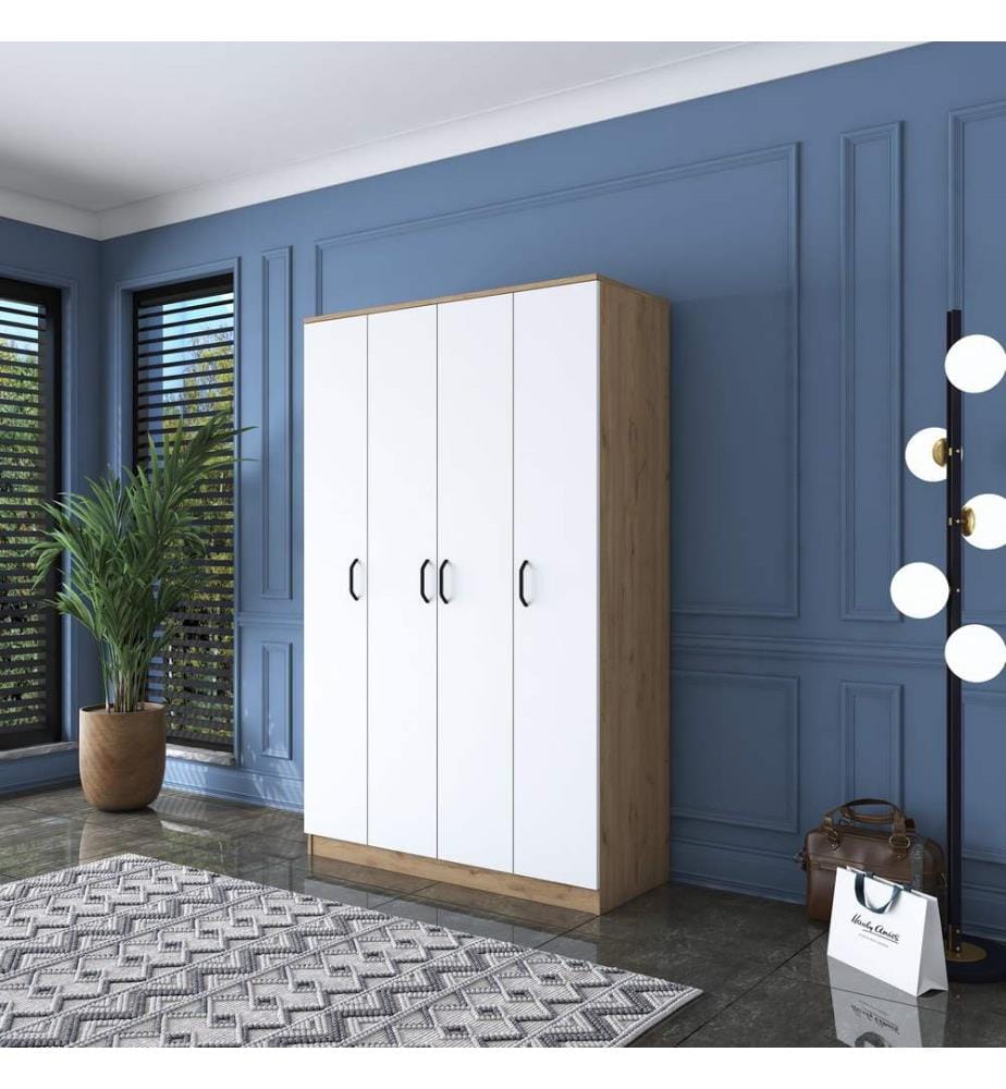 Kleiderschrank - Walnuss Weiss