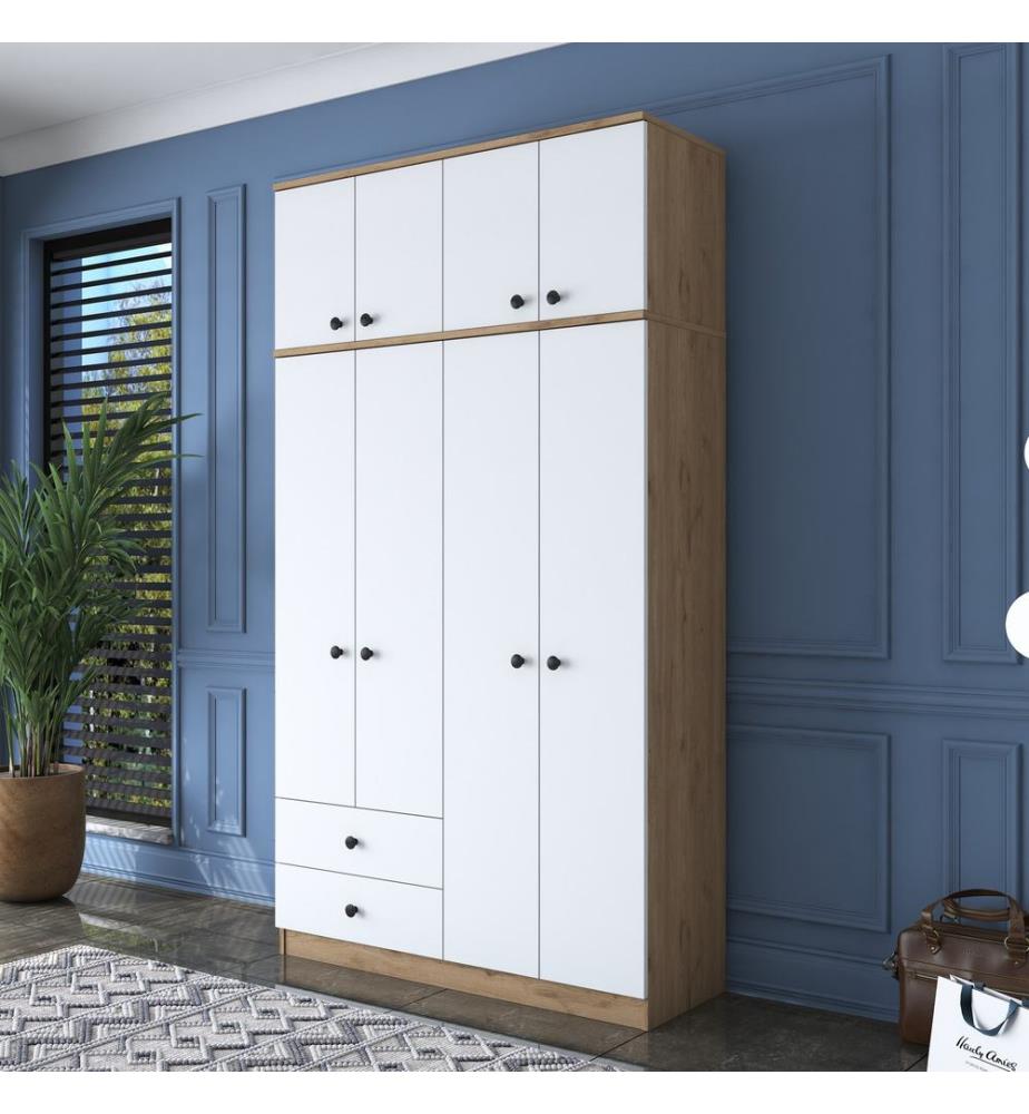 Kleiderschrank - Walnuss Weiss